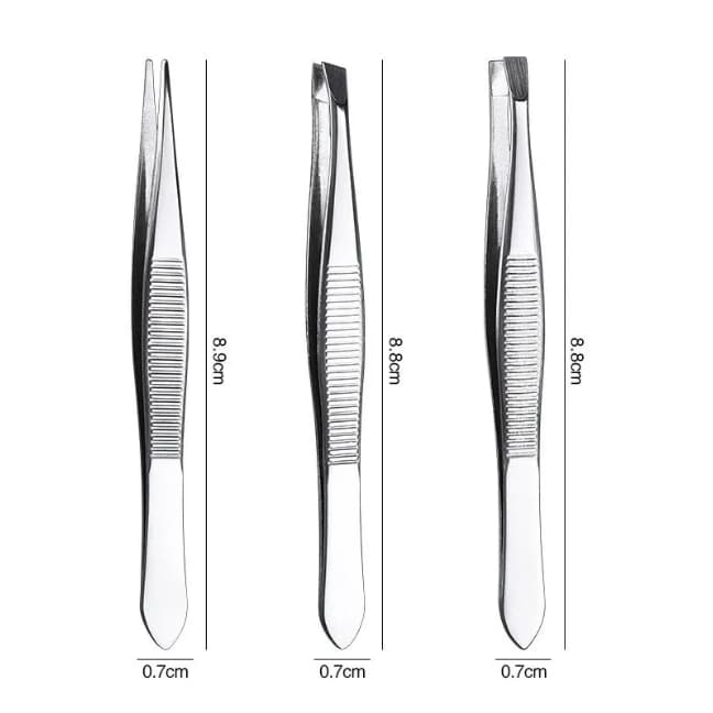 Kit Com 12 Cartelas Pinça Sobrancelha Aço Inox | 3 Tipos Pontas Depilação Design Sobrancelha    Pinça Ponta  A pinça com