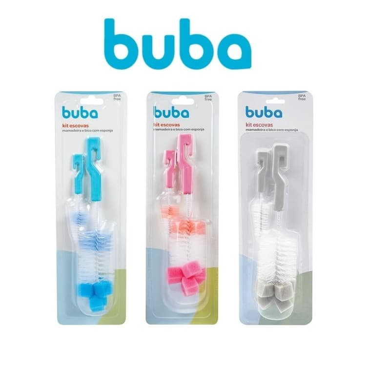 Escova Para Lavar Mamadeira e Bico Com Esponja Buba