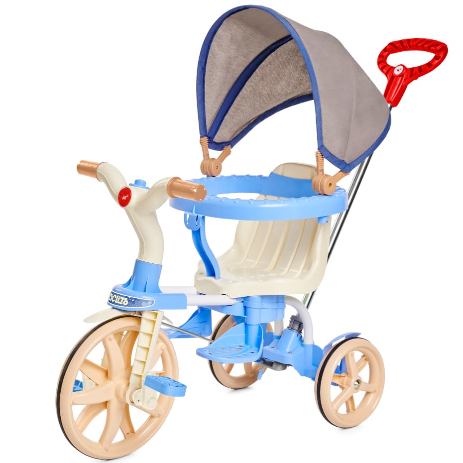 Triciclo Infantil Ciclito 3 em 1 Carrinho de Passeio com Pedal e Haste Bicicleta com Capota Calesita