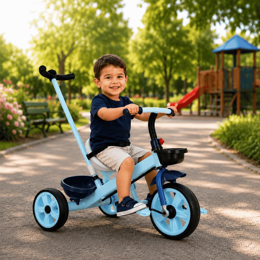 Triciclo Infantil Brinquedo de Passeio com Empurrador Menino Menina 3 Rodinhas Pré Bicicleta Criança