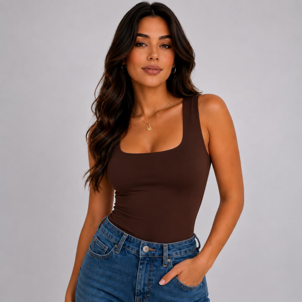 Regata Feminina Blusinha Decote Suplex Básica Lisa Moda Elagante Blogueira Tendência