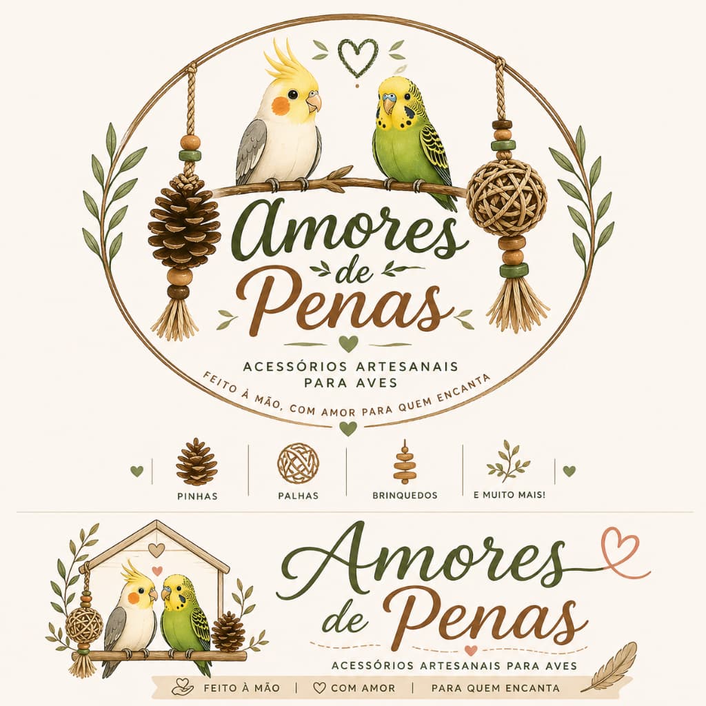 Brinquedo Penduricalho Pássaros feito em  Pinhas . Para Calopsita, Agaporni, Periquito, Papagaio, Ring Neck