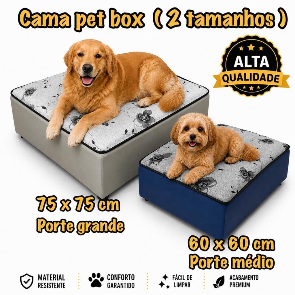 Cama Pet Box para cachorro grande e gatos Diversas Cores!!! Aconchegante , Resistente e Macia