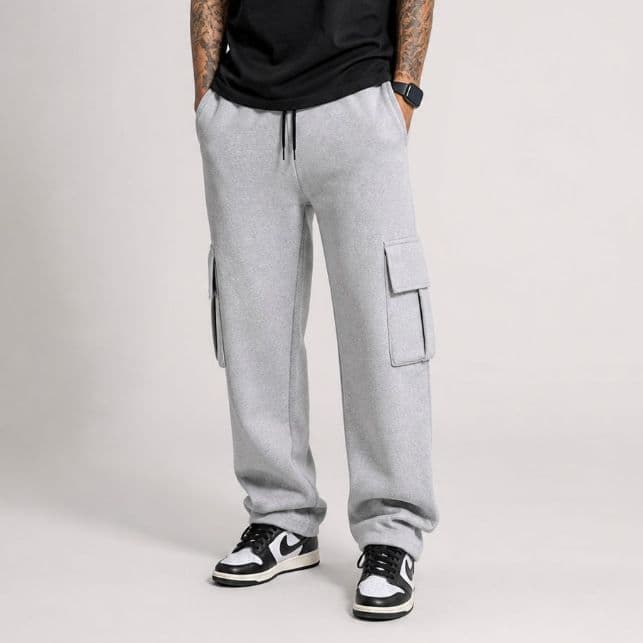 Calça Baggy Cargo de Moletom unissex 5 Bolsos Streetwear Masculino Feminino
