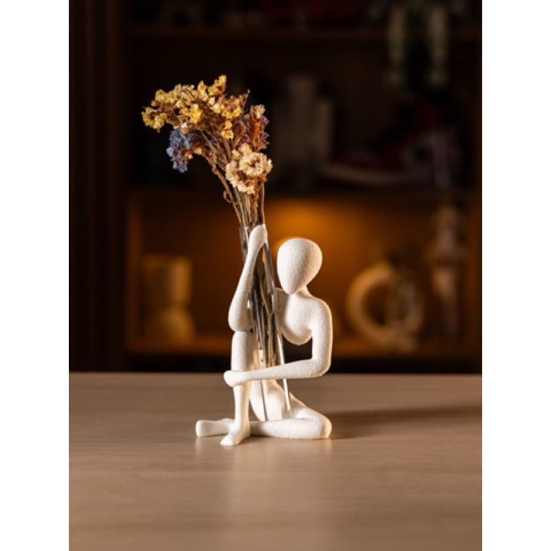 Escultura Decorativa Minimalista Moderna Branca Sala Quarto Escritório