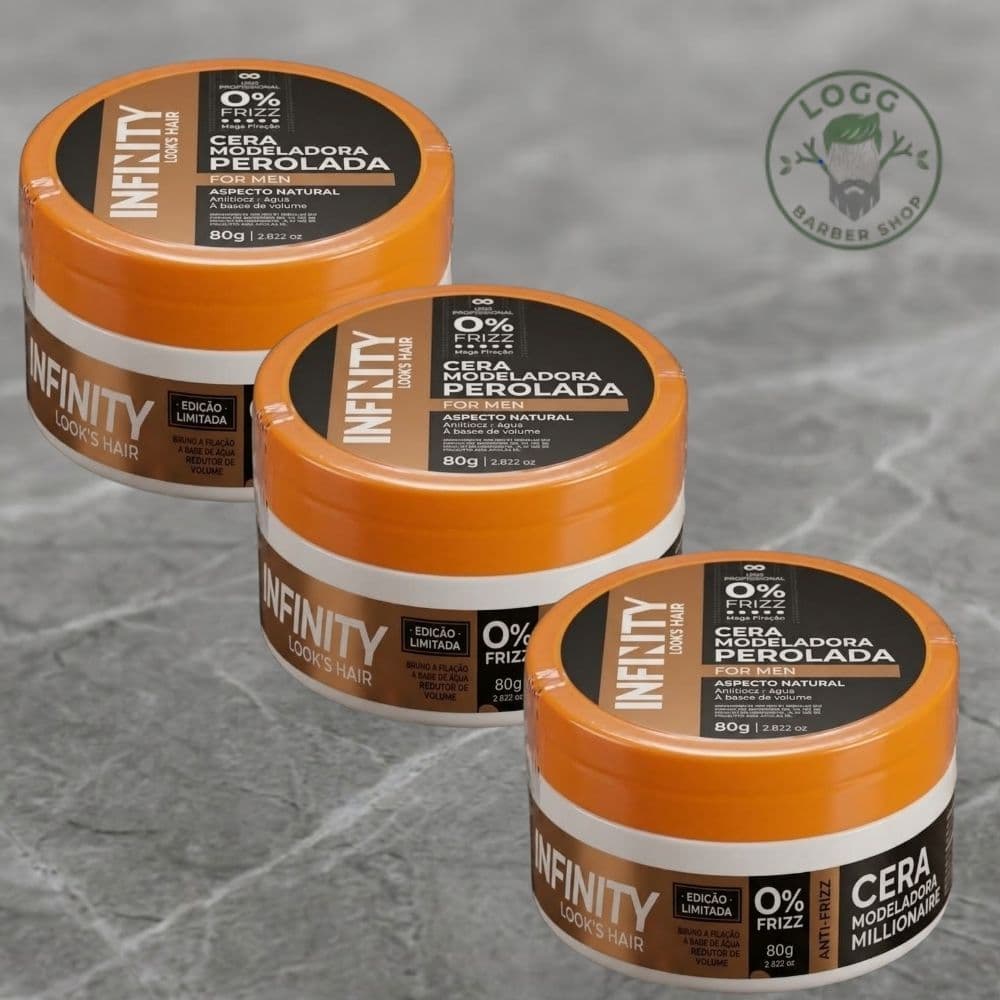 Kit 3x Cera Pomada Perolada Fox For Infinity 80g - Deixe seu cabelo perolado!