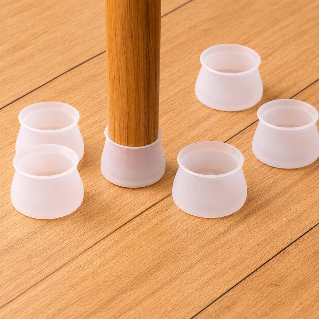Protetores de Pés de Móveis em Silicone - Branco, 24 Unidades: Antiderrapante, Redução de Ruído, Instalação Fácil