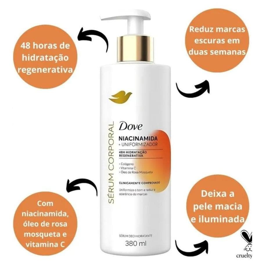 Sérum Dove Corporal 380ml Niacinamida Uniformizador - Hidrata e Uniformiza o Tom da Pele