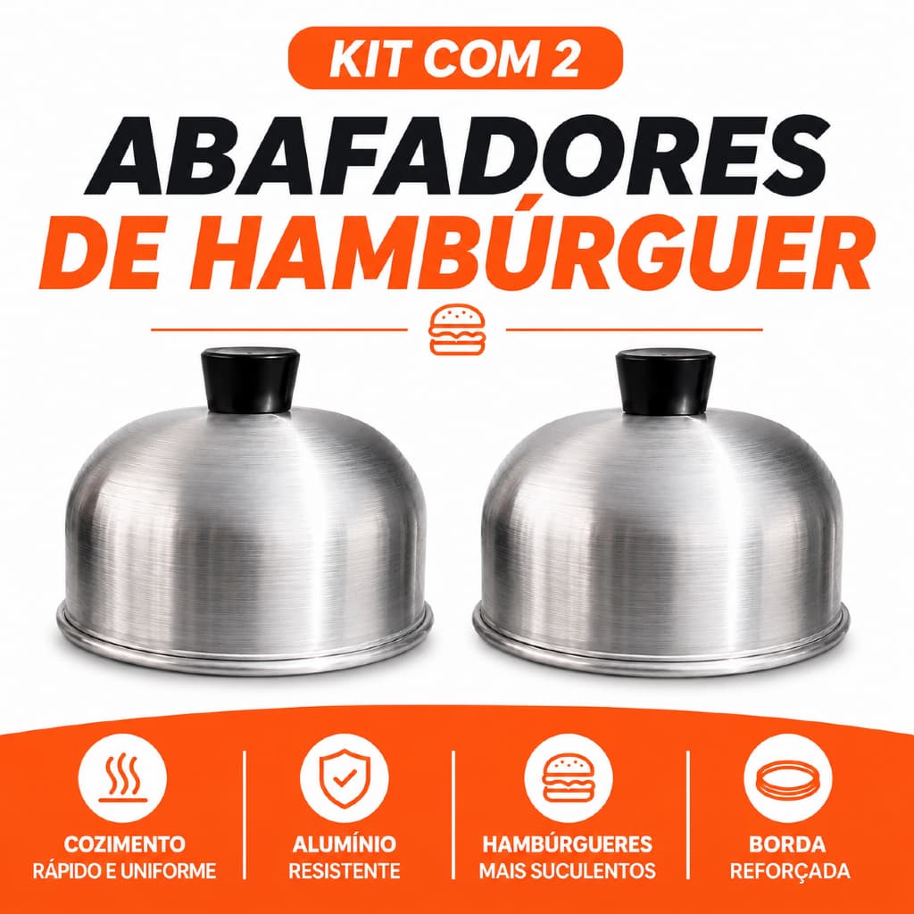 Abafador de Hambúrguer Médio – Kit com 2 Unidades em Alumínio 15cm