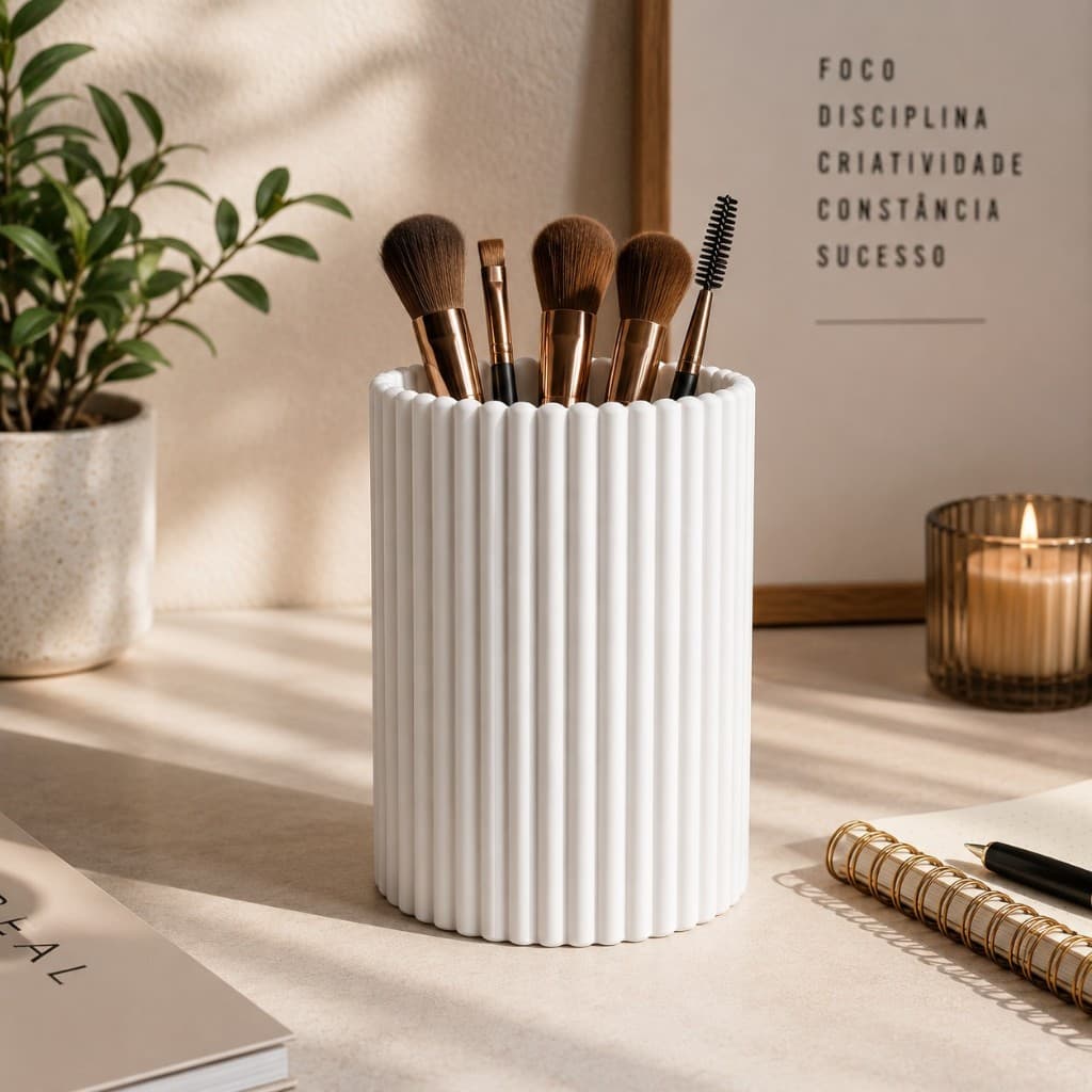Porta Pincéis de Maquiagem 3D Organizador Minimalista Decorativo