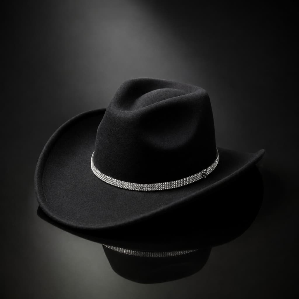 Chapéu Country Feminino Brilho Strass Preto Rodeio Festa Junina