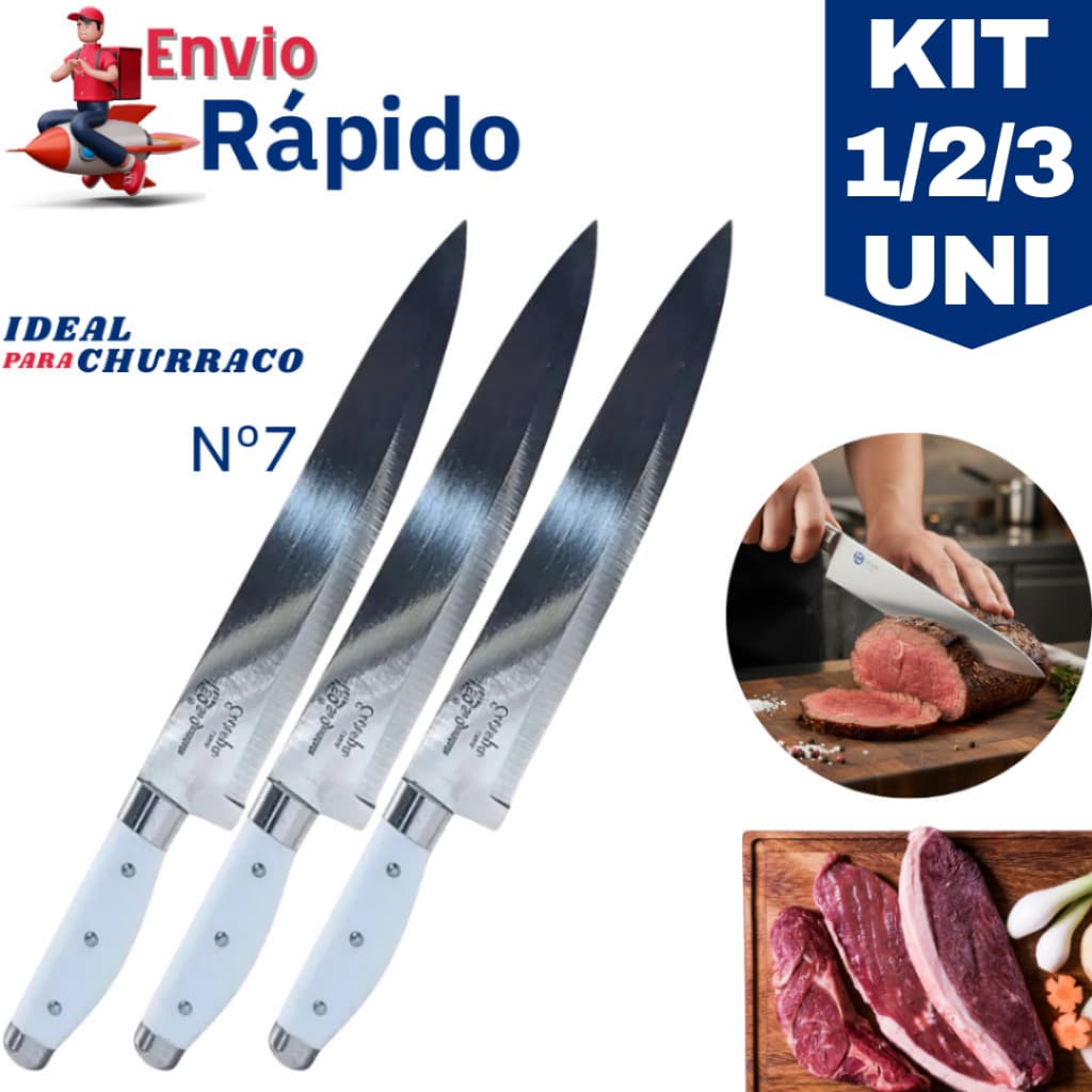 1/2 ou 3 Facas Linha Europa 29 Cm em Aço Inox nº 7 – Resistência, Precisão e Qualidade para Chefs e Churrasqueiros.