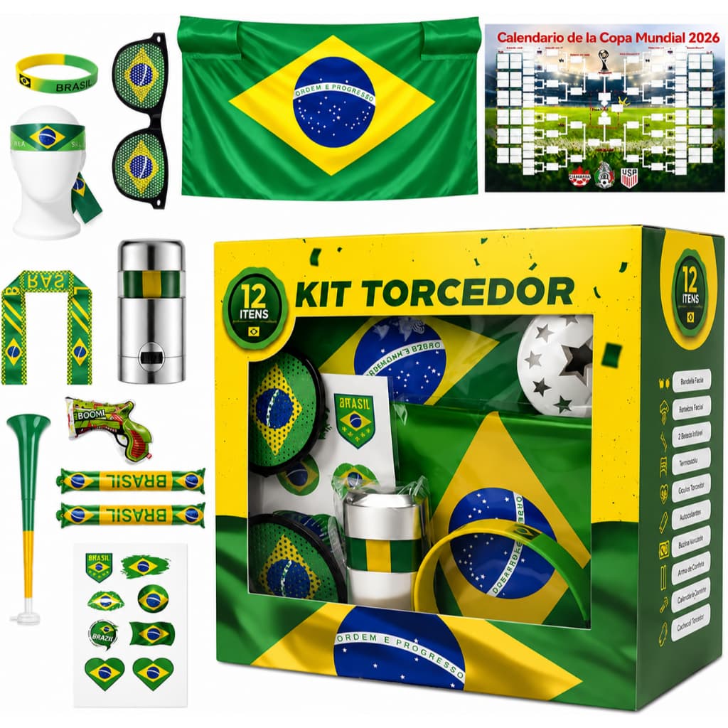 Kit Torcedor Brasil Copa 2026 12 Peças