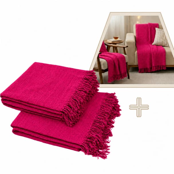 Kit 2 Mantas Para Sofá Grande Luxo 21 x120 Algodão Decorativa Luxo