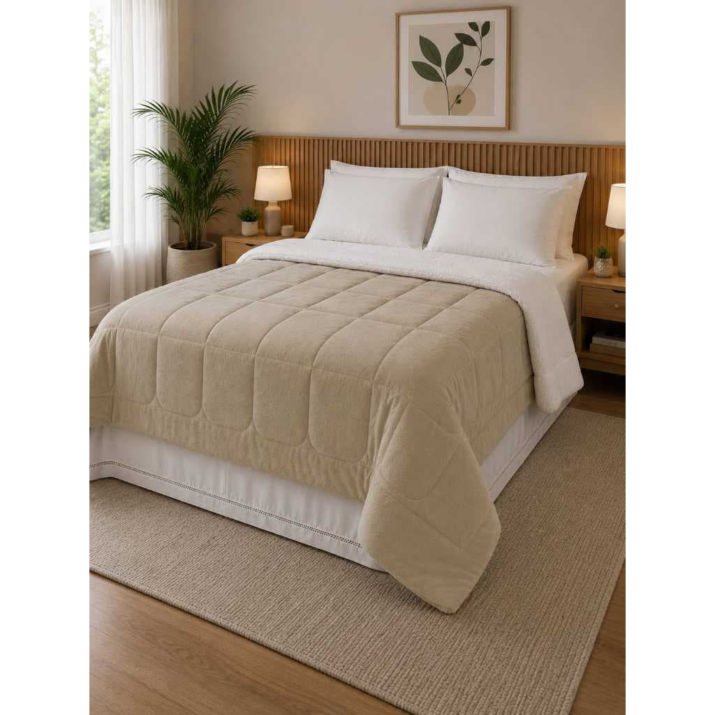Coberdron Soft e Sherpa de Carneiro 100% poliester Casal Queen 1 pç