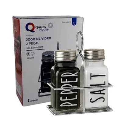 kit porta sal e pimenta - Porta condimentos de Vidro 2 peças Sal e Pimenta