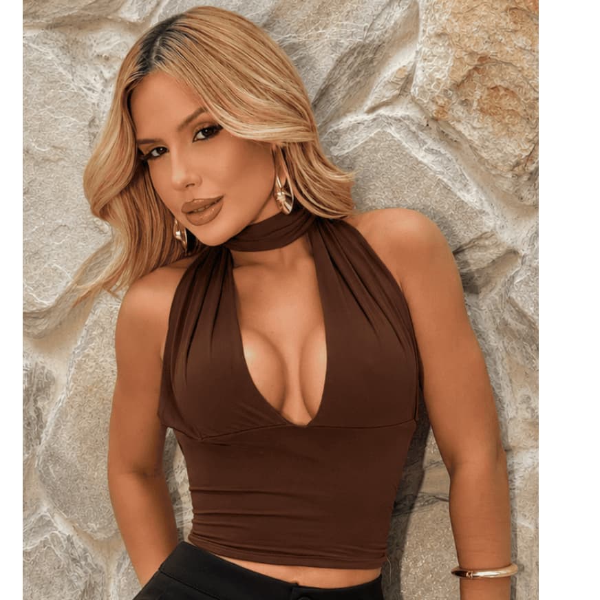 Blusa Top Cropped Luxuoso Modelo Versátil Estilo Gringa, Ajustável com Amarração, Use de Várias Formas