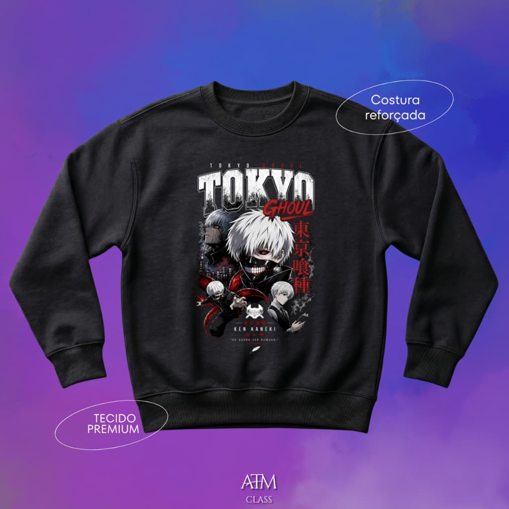 Moletom Casual Tokyo Ghoul Ken Kaneki manga serie anime tecido premium  postagem rápida