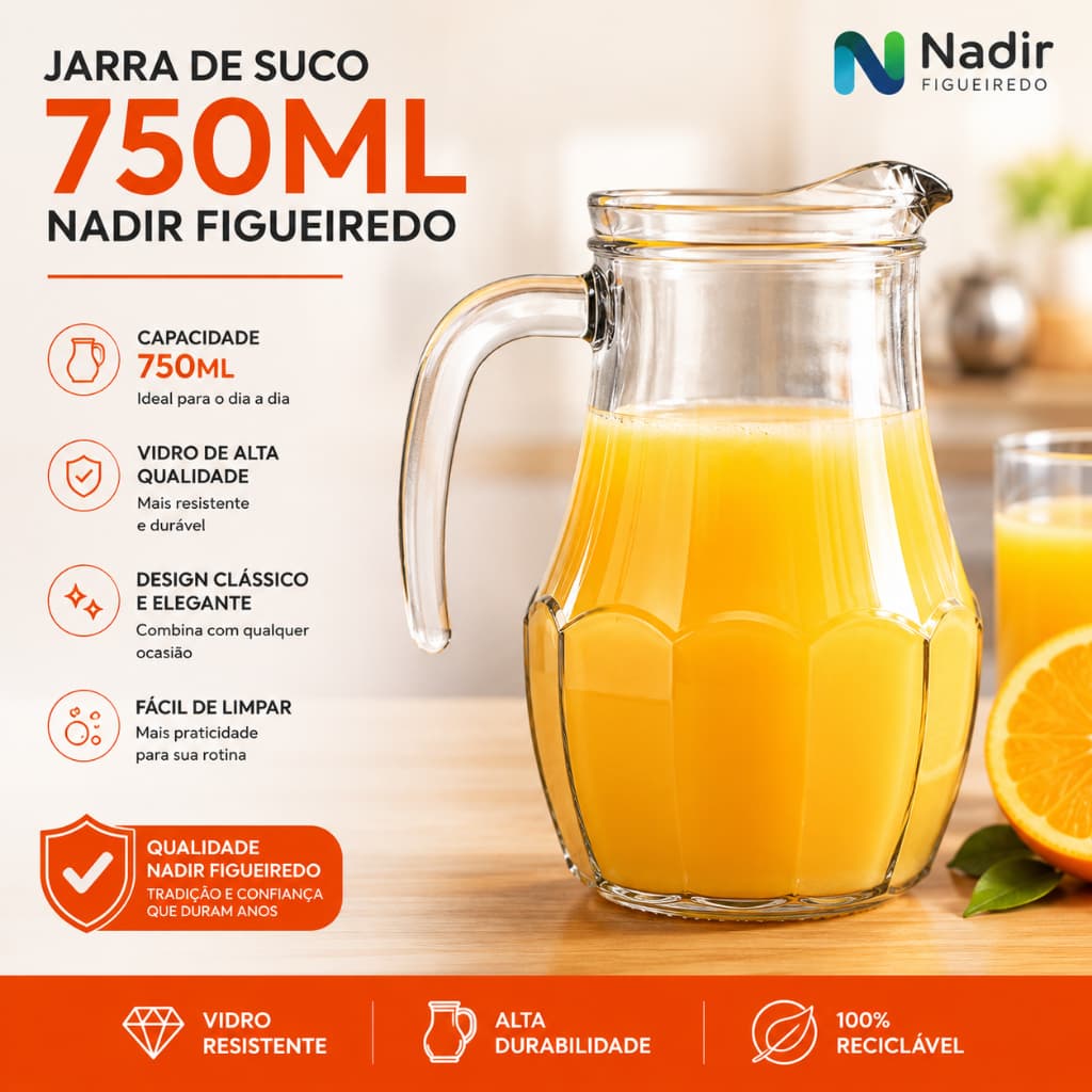 Jarra Vidro Para Suco Água Vitamina Restaurante Bar