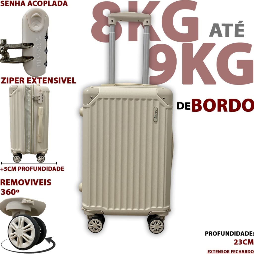 Mala De Bordo 8Kg / 9Kilos Promocao Colorido Mala De Viagem PP N17 / N18 Com Rodinha 360 Com Senha