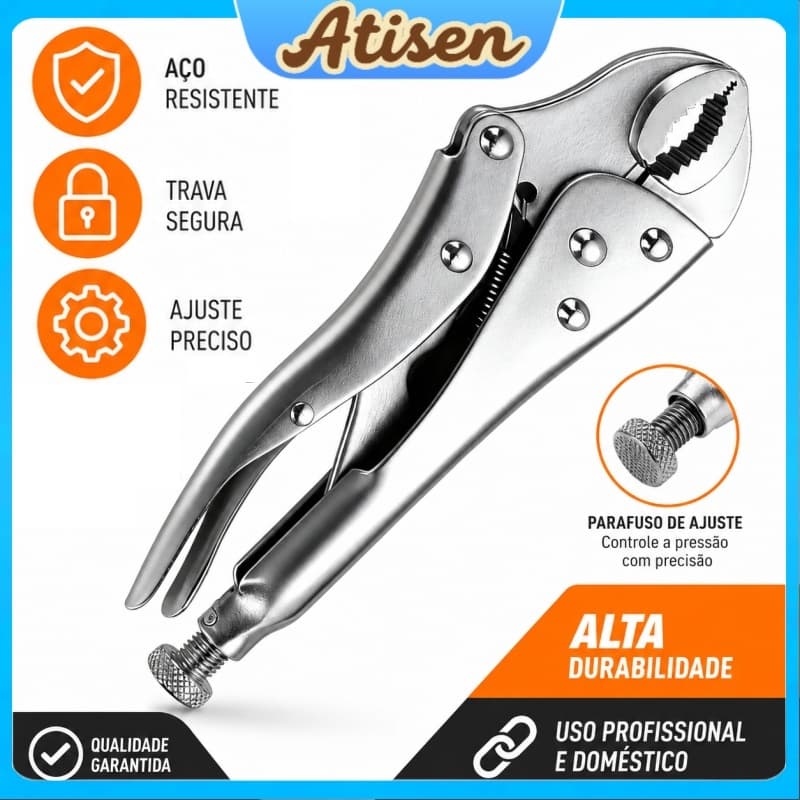 Alicate de Pressão Em Aço Carbono Com Mordente Curvo 10 Polegadas 250mm
