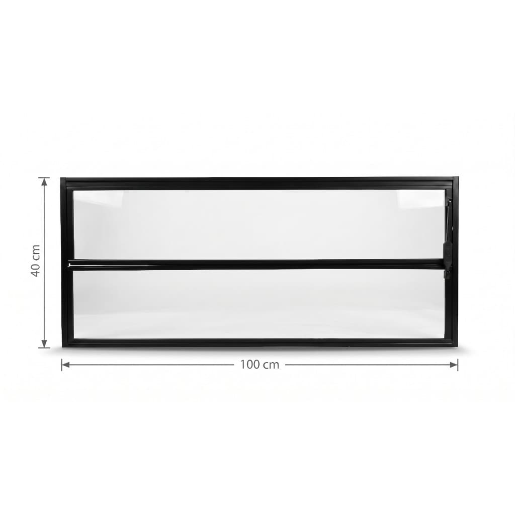 Vitro Basculante Janela 40x100 Aluminio Preto Vidro Liso