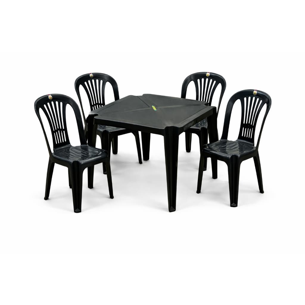 Mesa Monobloco Quadrada Com 4 Cadeiras De Plástico Modelo Bistro