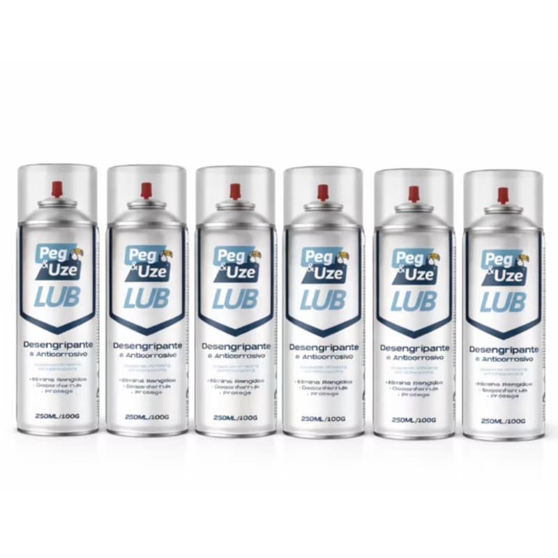 Kit 3 ou 6 Desengripante Óleo Lubrificante Antiferrugem Anticorrosivo Multiuso 250ml spray Peg&Uze