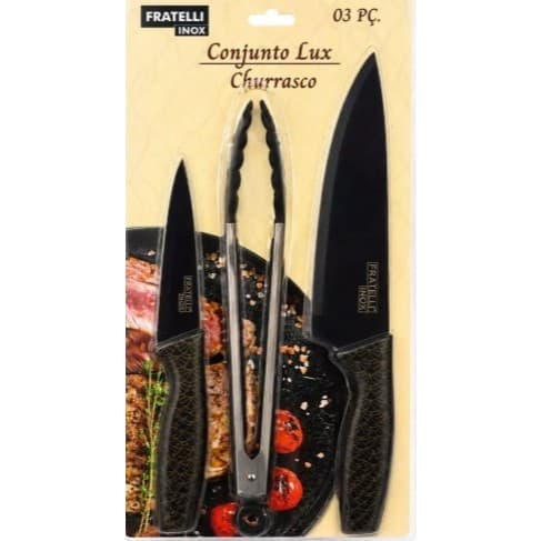 Kit Churrasco Fratelli Inox  Facas + Pegador