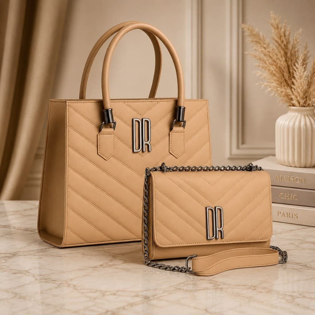Kit Bolsas Metalassê Luxo Média Tote E Pequena Balada Alça Corrente Passeio Transversal E Lateral