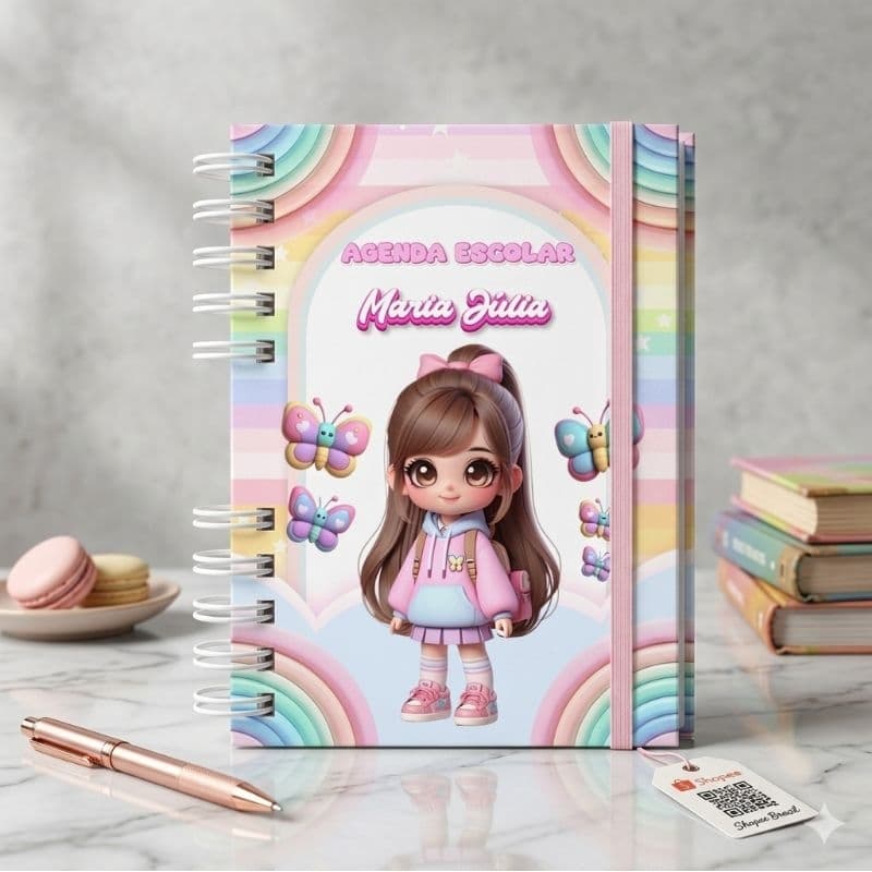 Agenda Escolar Infantil Personalizada com Nome Capa Dura A5