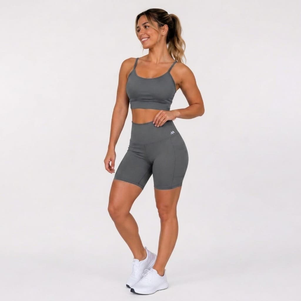 Conjunto Fitness Feminino Bermuda com Bolso + Top Academia