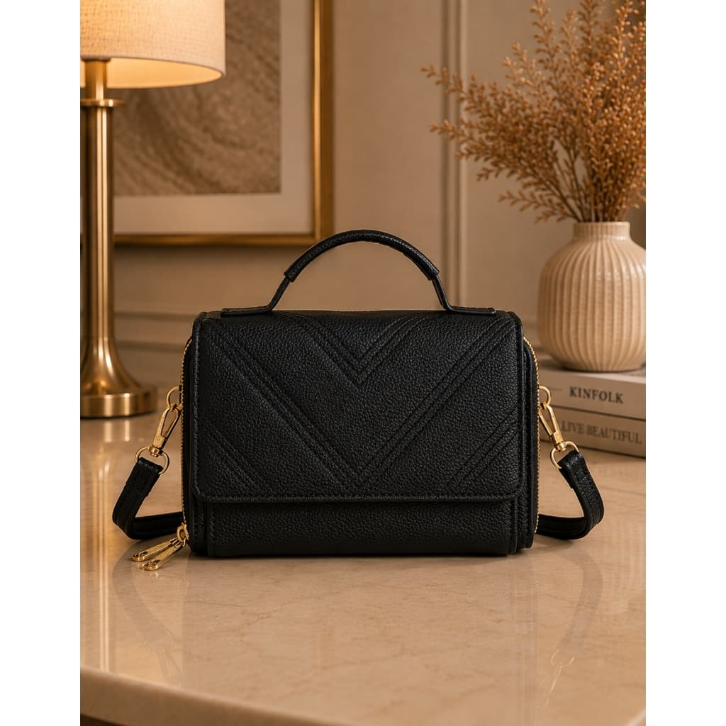 Bolsa Feminina Transversal Pequena Bordada Com Alça De Mão Porta Celular