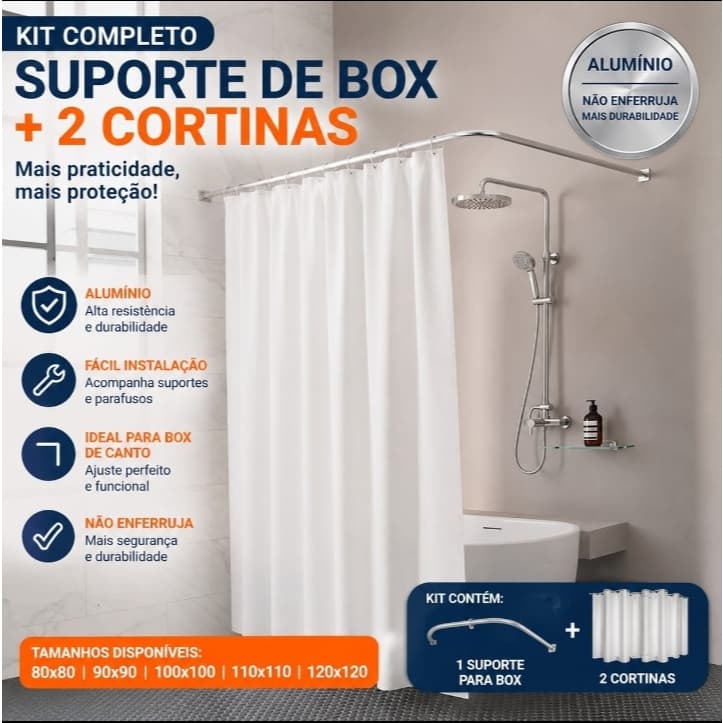 Suporte para Box de Banheiro  Aluminio Reforçado