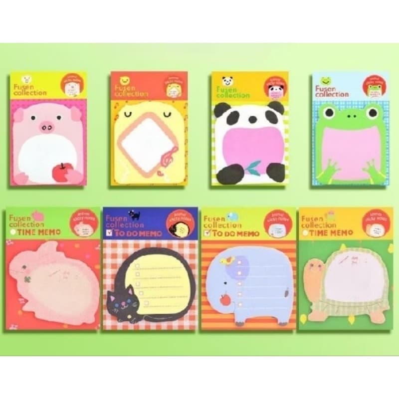 Kit com 3 Bloco Adesivo Post It Bichinhos Fofos Kawai