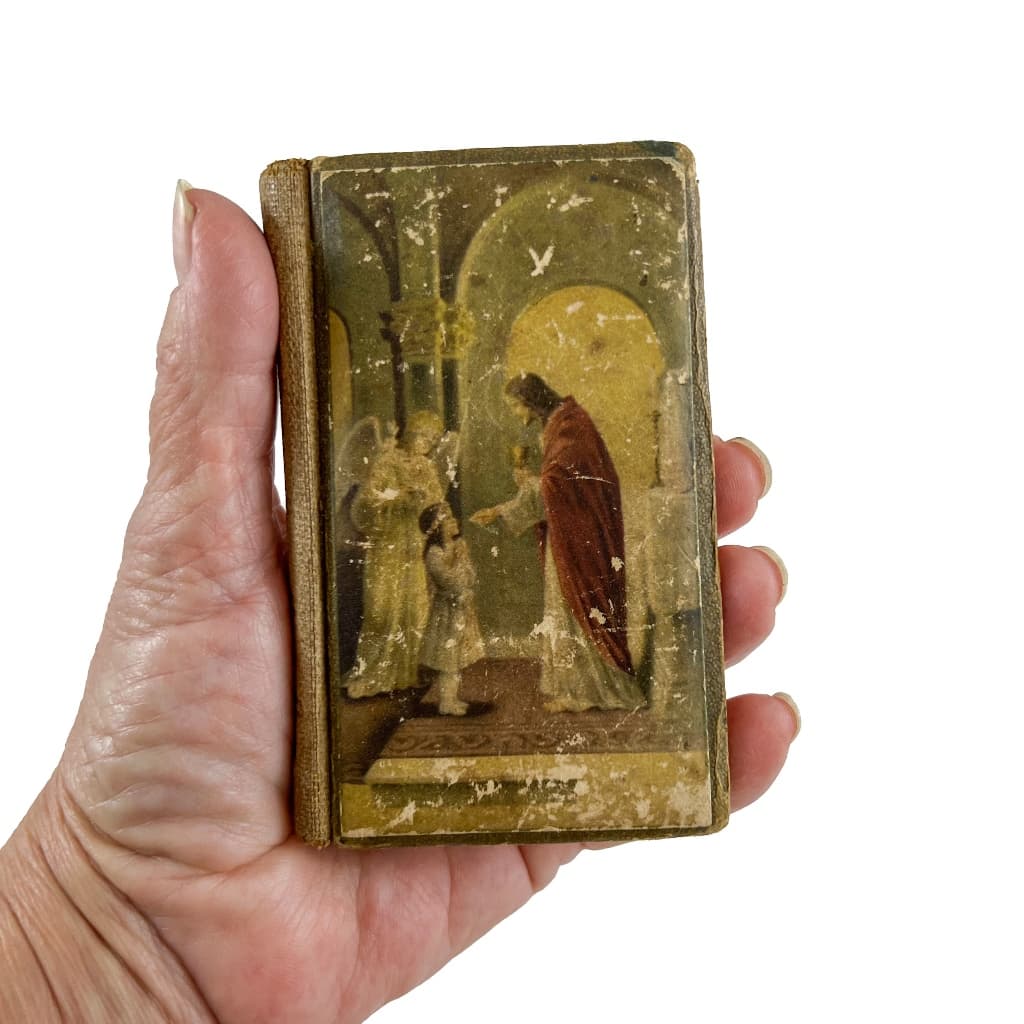 Missal de bolso antigo de 1933 com 124 páginas, medindo 11 x 7 cm