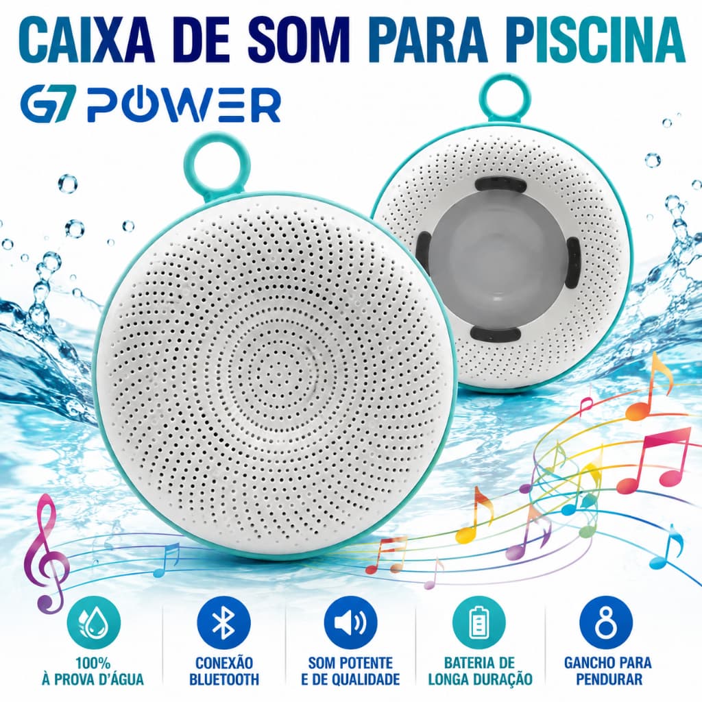 Caixa De Som Bluetooth A Prova D'água Piscina Banheiro Praia