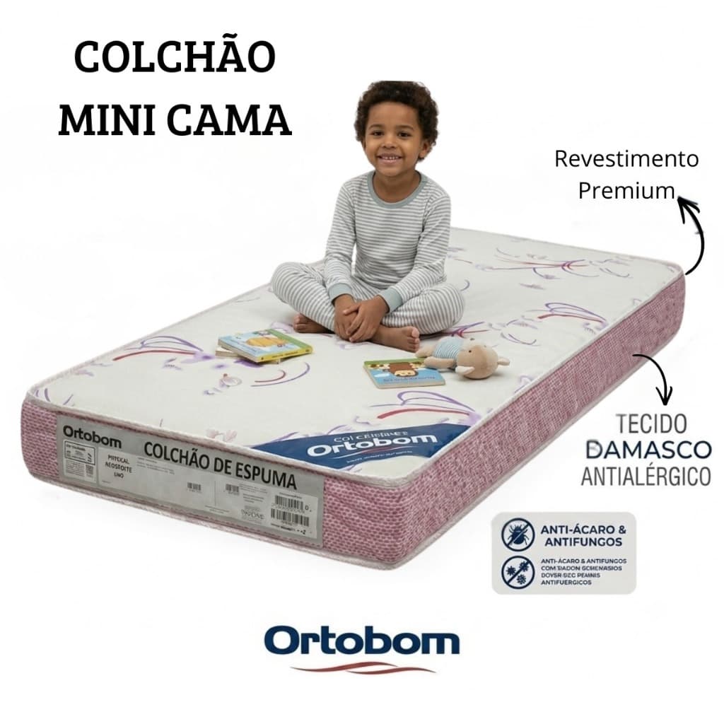 Colchão mini cama physical resistente liso 150x70x12  Ortobom