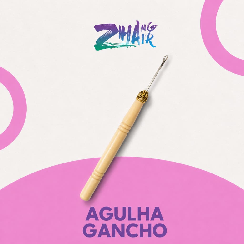 Agulha Crochet para Tranças e Alongamento Capilar Profissional - Agulha de Madeira para Crochet e Microlink