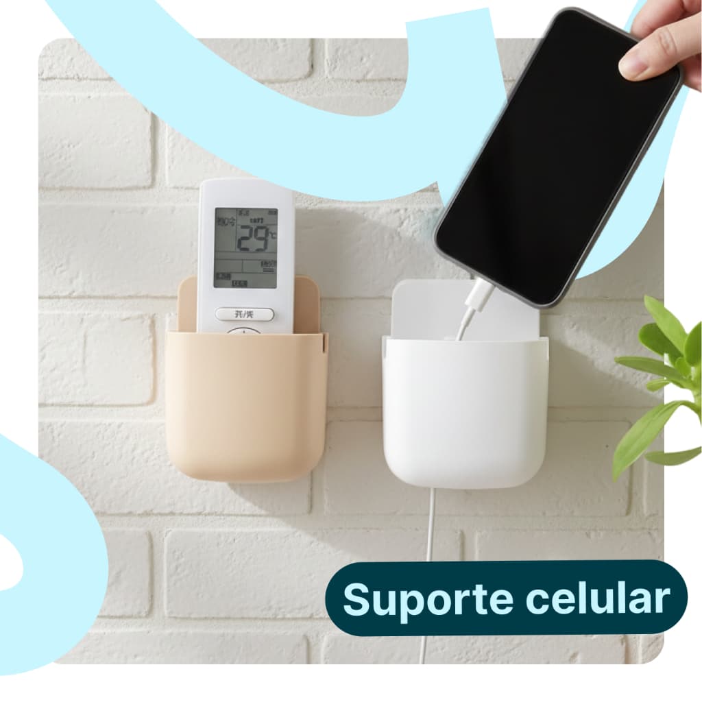 Suporte Multiuso de Parede para Celular – Fixação Adesiva de Alta Resistência