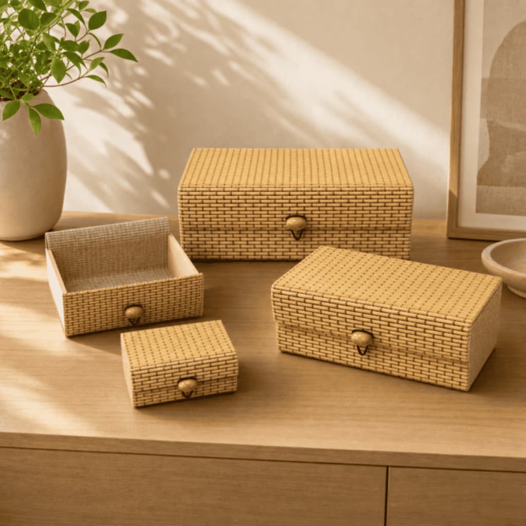 Caixa Decorativa Bambu Porta Objetos Organização Decoração Jóias Sala Estante