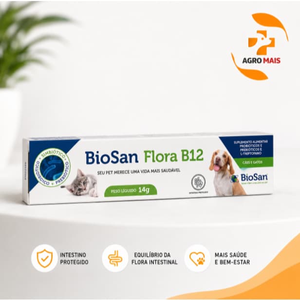Kit c/2 Probiótico Suplemento Flora e Prebiótico Cães e Gatos Biosan