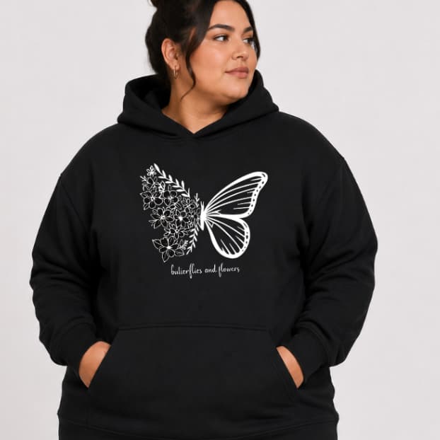 Moletom Feminino Boroboleta Dorama Blusa de Frio Canguru Com Capuz e Bolso Flanelado