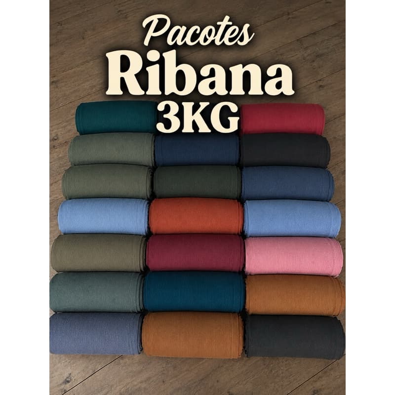 3KG Pacotes de Ribana 2x1 G para punho, gola, vestidos, blusas, roupas Peças G grande acima de 80cm rendimento 3m