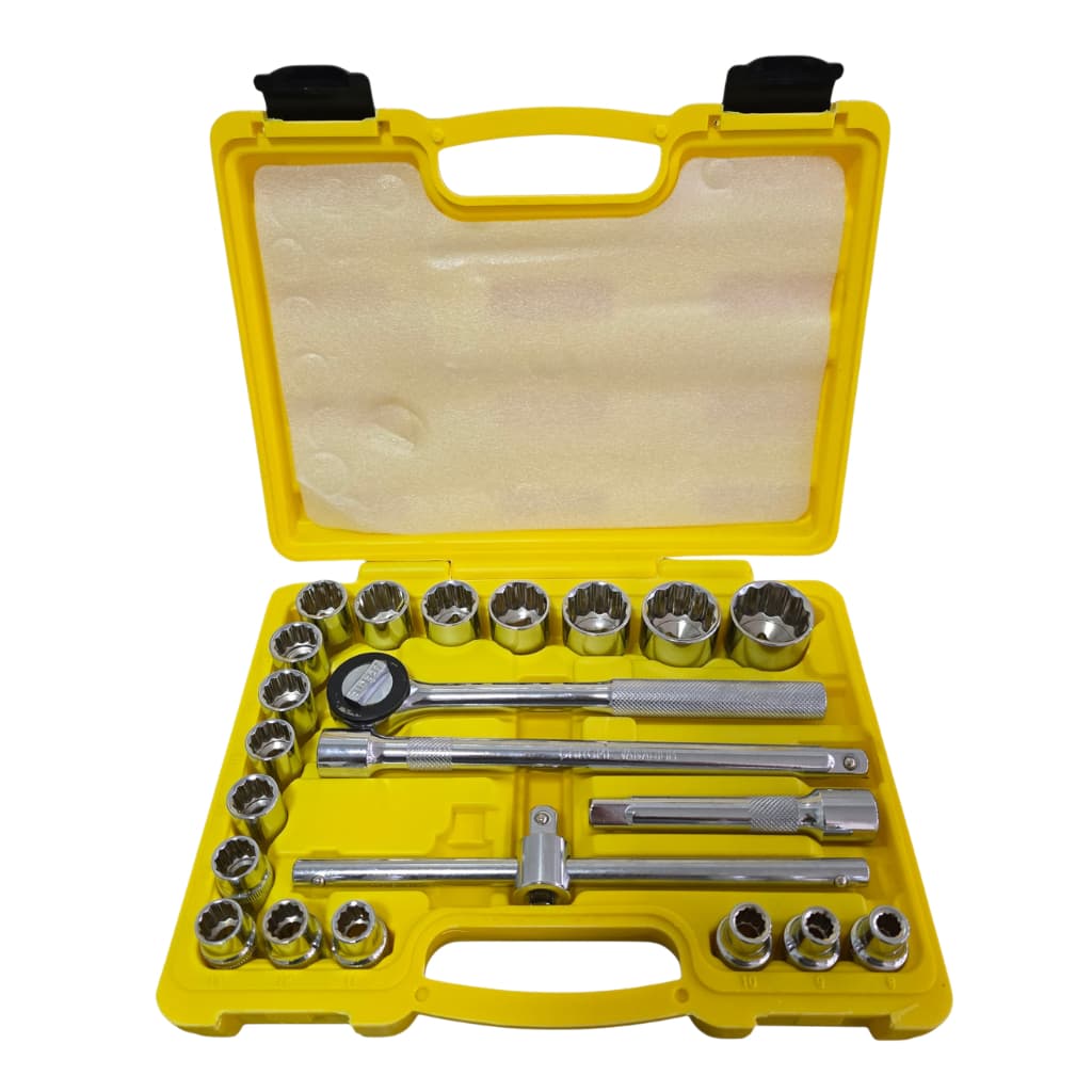 Maleta Kit Chave Catraca E Soquetes 1/2 Estriados  22 Peças Extensores Barra Deslizante Profissional
