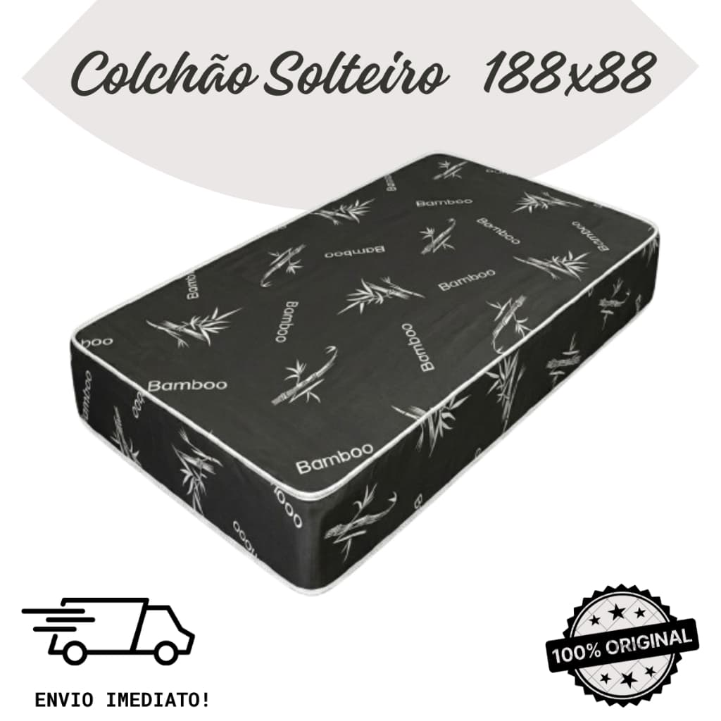 Colchão Solteiro 188 x 88 x 12 cm D20 Estampado Preto – Conforto e Estilo para Seu Quarto Envio Imediato
