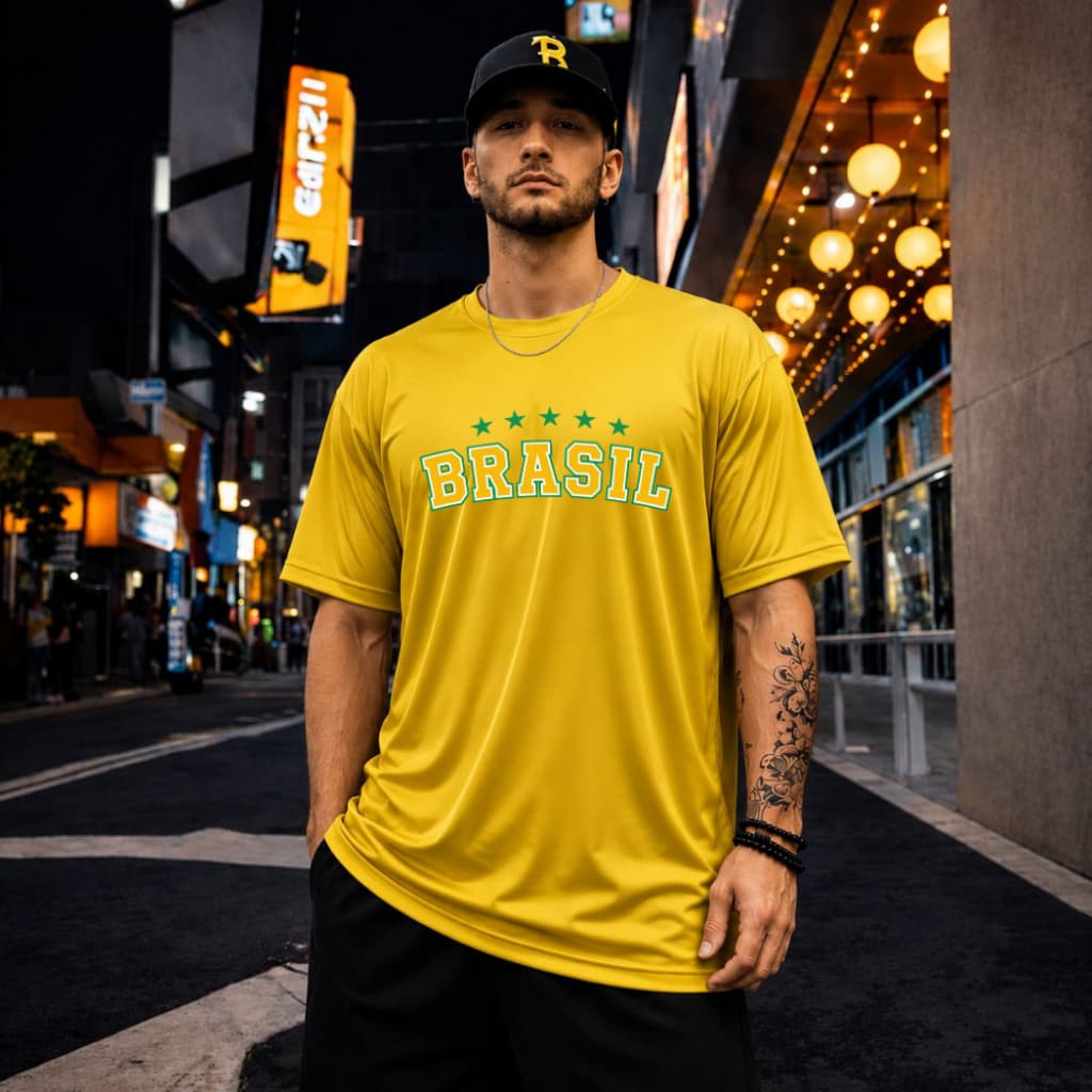 Camiseta Camisa Dray Fit Básica Unissex Brasil Masculina Estiloso Leve Confortável Blusa Estampada