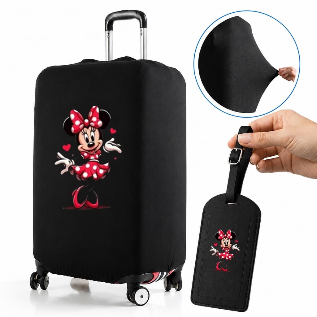 Capa De Mala 8 a 23KG PMG Personalizada Minnie Coração Protetor Bagagem Para Viagem Protetora Grande