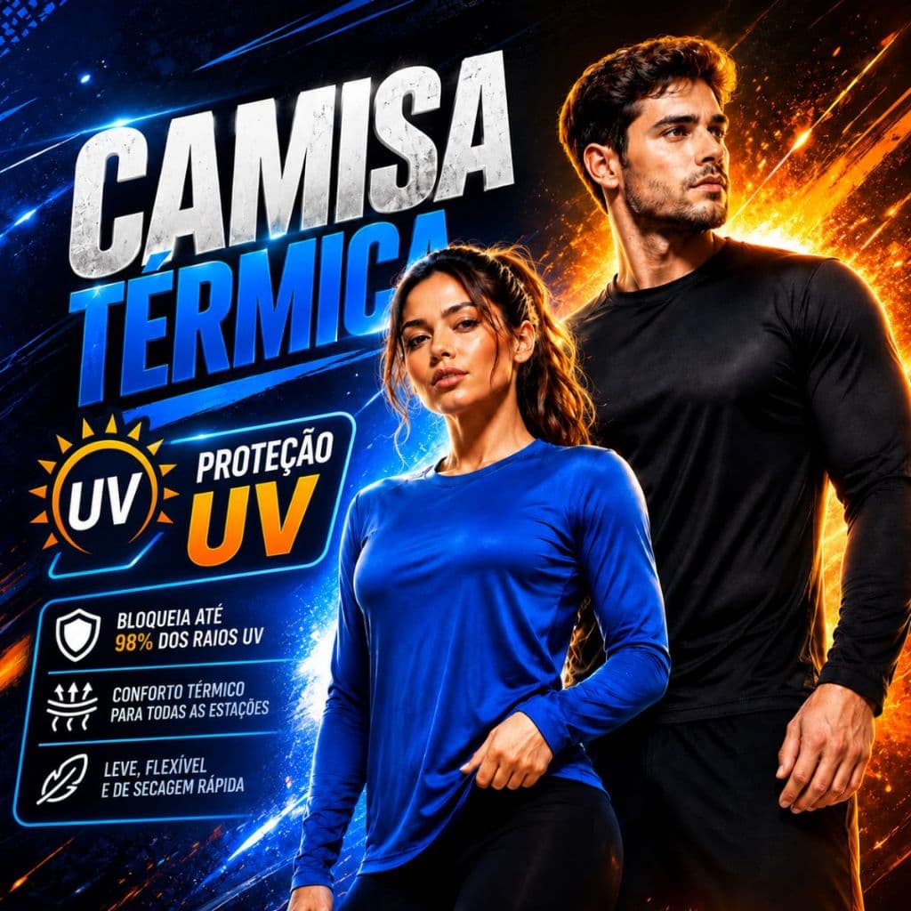 Kit Camisa Térmica 2 / 1 Proteção UV 50+ Rashguard Segunda Pele Linha Premium Manga Longa Academia