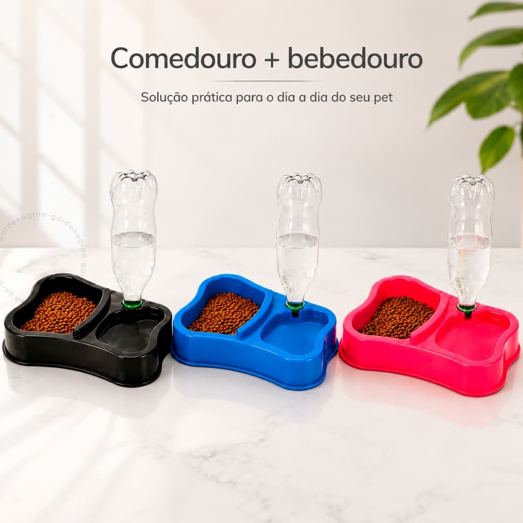 Comedouro Duplo Anti Formiga Bebedouro 1 ou 2 Unidades Suporte Garrafa Cuidado Pet Automático Cachorro Gato